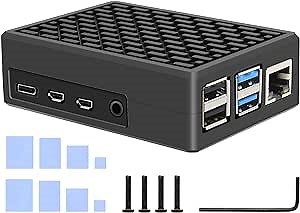 Geekworm for Raspberry Pi 4 Case, Pi 4 Heatsink Case, Raspberry Pi 4 Aluminum Passive Cooling Case with Heatsink Pillar for Raspberry Pi 4 Model B 1GB/2GB/4GB/8GB Only (P232)