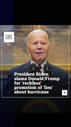 President Biden called former President Trump’s claims about Hurricane Milton hitting Florida “un-American” and slammed him for spreading an “onslaught of lies” about the government’s hurricane response. “Over the last few weeks there’s been reckless and irresponsible and relentless promotion of disinformation and outright lies about what’s going on,” Biden said in remarks from the White House about the severe weather, his second of the day. “It’s undermining confidence in the people in Florida 