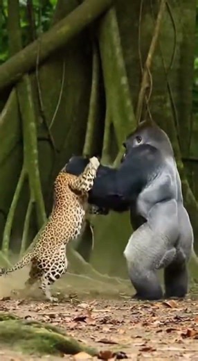 Epic Showdown: Gorilla vs Leopard #Gorilla #shorts