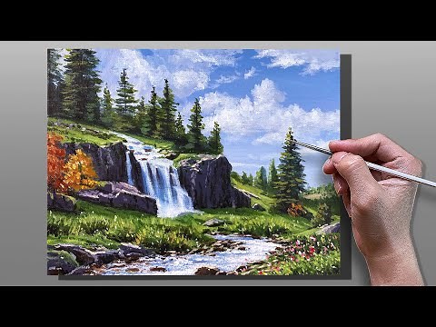 How to Paint Waterfall Stream Landscape / Correa Art