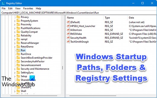 List of Startup Paths, Folders and Registry Settings in Windows 11/10