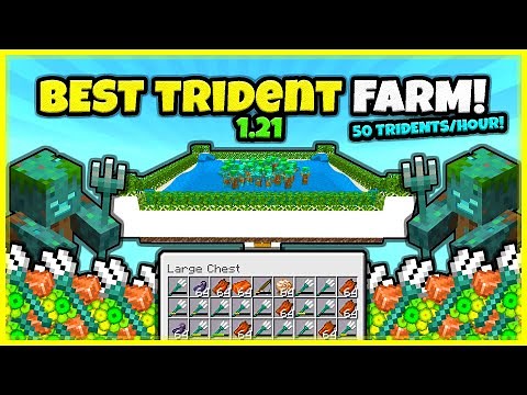 BEST DROWNED AND TRIDENT FARM!! (50/HOUR!) In Minecraft Bedrock 1.21