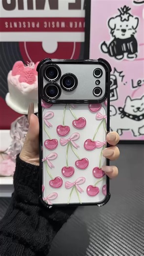 Cute Pink Cherry Bow Phone Case Design