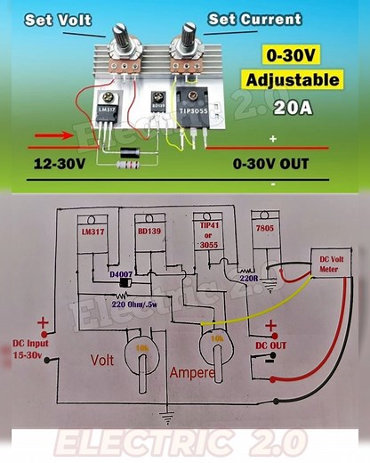 4.1K views · 53 reactions | DC Voltage and amp Adjustable power Supply, Simple DC voltage regulator #fblifestyle | Electric 2.0 | Facebook