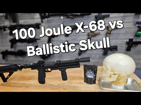 Modified X-68 Less Lethal Air Powered Launcher DESTROYS Ballistic Head/Skull- How Powerful is it?