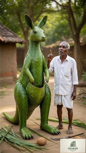 Incredible Kangaroo Sculpture from Coconut Leaves | JayRam Leaf Studio #trending #ai #shorts