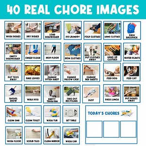 40 CHORES TASK CARDS | Chore Chart | Daily Routine | First Then Board | Visual Aid | Visual Schedule | Behavior Chart | Real Pictures - Etsy