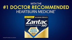 Life’s best memories involve food. Don’t let heartburn ruin the moment. Find relief with over-the-counter Zantac 360 from your local Kinney Drugs. Zantac 360 is an all-in-one solution that you can use as needed that both prevents and relieves heartburn fast. Available in both original and maximum strength formulas to suit your needs Zantac 360 works in as little as 15 minutes and lasts up to 12 hours. Keep Zantac 360 on hand so you always have heartburn relief and prevention when you need it mos