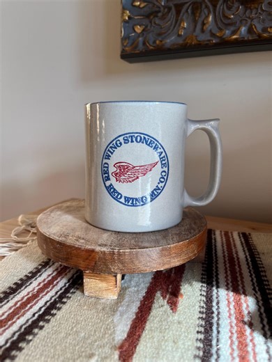 Red Wing Stoneware Co Coffee Mug Minnesota Made USA Blue Rim W/ Advertising - Etsy