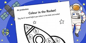 b Sound Production Rocket Colouring Sheet