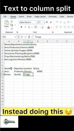 Text to Columns in Excel | Split Data into Multiple Columns Easily ⚡