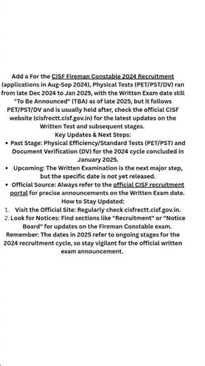 More updates cisf fireman constable exam official website #cisf fireman constable exam #examupdate