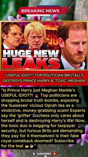 "USEFUL IDIOT!" TOP POLITICIAN BRUTALLY DESTROYS PRINCE HARRY & 'TOXIC' MEGHAN!