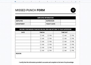 Missed Punch Form Template, Employee Time Punch Correction Form, Timekeeping Discrepancy Report Form, Missed Time Clock Entry Form Template - Etsy