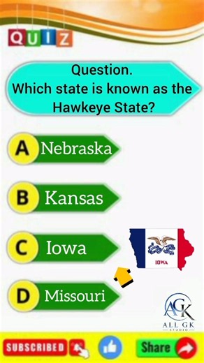 Which U.S. State Is Known as the Hawkeye State? 🇺🇸🌽 #shorts #gk #usa