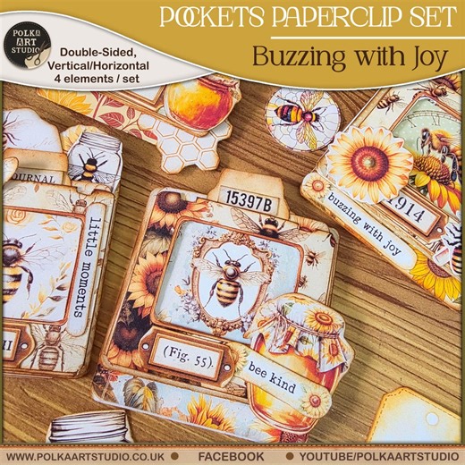 Digital Junk Journal Embellishments Bee & Sunflower Specimen Slide-style Double-sided Paperclip Set – Autumn Journaling Ephemera - Etsy UK