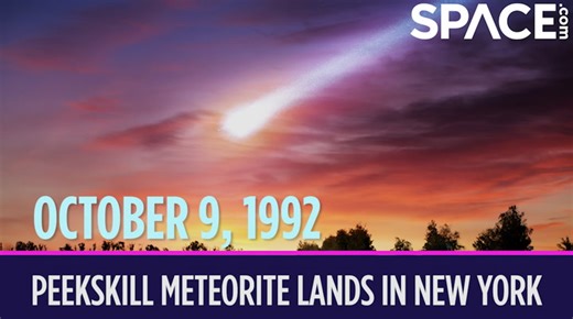 On Oct. 9, 1992, a rock the size of a bowling ball fell out of space and crash landed on someone's Chevy Malibu in Peekskill, New York. Space History Archives👉 https://space-com.visitlink.me/9wLJfb Thousands of people along the U.S. East Coast witnessed the Peekskill meteorite blazing through the skies over Kentucky, West Virginia and Pennsylvania before it hit the parked car. Eighteen-year-old Michelle Knapp was sitting at home when she thought she heard a car crash outside. When she went to l