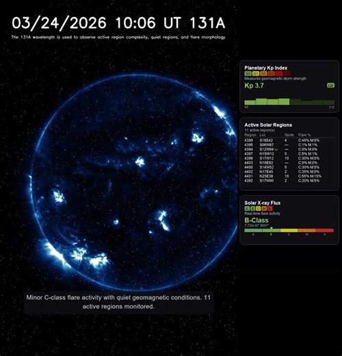 Sun 24 Hour Timelapse | Iron VIII & XXI / 131 Å | UV (March 24, 2026) #shorts
