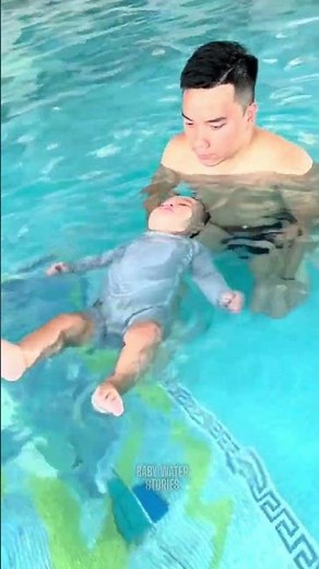 Baby Floating Calmly in Water 🛟 | Safe Swim Training with Gentle Support #shorts #baby