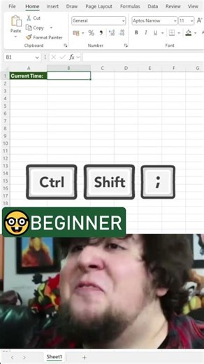 ⏰ Insert current time instantly in Excel with Ctrl Shift ; #excel #excelforbeginners #exceltips