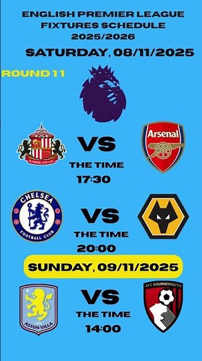 EPL FIXTURES TODAY - Matchweek 11 • EPL Table Standings Today • Premier League Fixtures 25/26