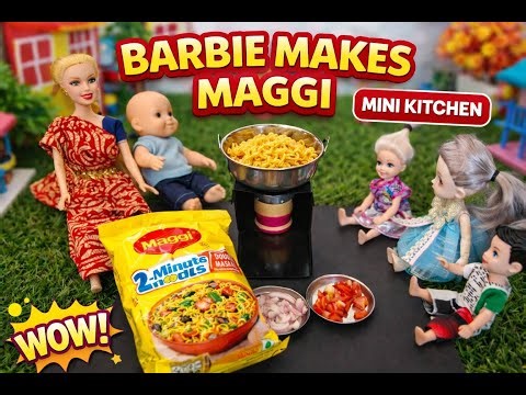 Barbie Cooks Maggi in the CUTEST Mini Kitchen|Miniature cooking|Barbie Tamil Show