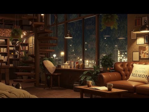 Rainy Day Coffee Shop Vibes | Relaxing Jazz Music & Gentle Rain Sounds for Study