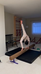 Balance beam practice at home #balancebeam #gymnast #gymnastics #backwalkover #handstand #bodycontrol #upsidedown #gymnasticsgirl | bzwang43