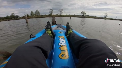 Inflatable kayak fishing challenge #fishing #outdoors #vlog #funny #bassfishing #kayak #fail #fishingfail #awesome #fyp #foruyou