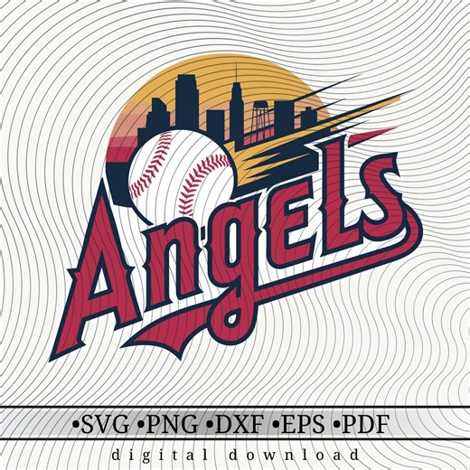 Angels Baseball City SVG Design for Cricut and Silhouette | Urban Skyline Sports Cut File | Digital Angels Team Logo Download - Etsy