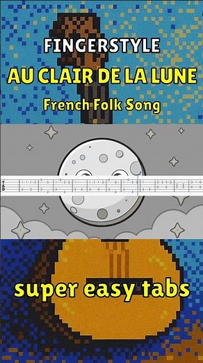 Au Clair De La Lune - French Folk Song | EASY VERSION + TAB | FINGERSTYLE