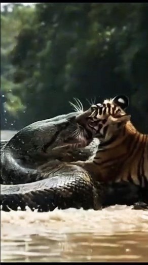 OTTER & Tiger Cub VS Giant Anaconda