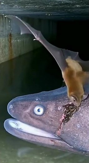 🦇 Unbelievable Bat EATING Parasites Off Giant Eel!Ultimate Nocturnal Cure #wildlife #bat #eel #viral