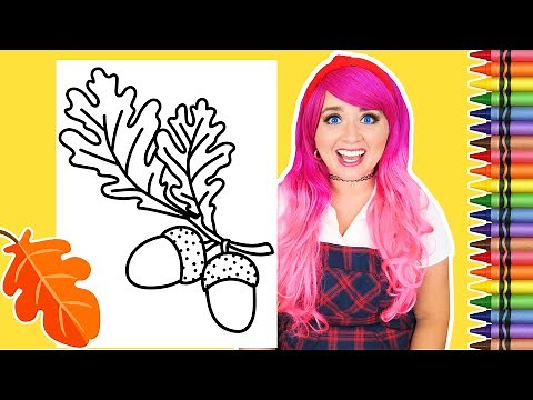 Coloring an Autumn Leaf & Acorns Fall Coloring Page | Crayola Crayons