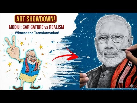 Realism vs. Caricature | Drawing Modiji in My Own Unique Style 🎨