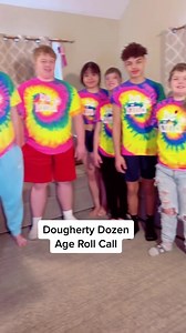 1.4M views · 24K reactions | Dougherty Dozen Age Roll Call We had 3 birthdays last week (Josh, Dash, James) so our new line up is: Josh-44 Alicia-42 Alex-16 James-16 Nevaeh-14 Patrick-14 Dayshawn-13 Bree-11 Zoey-10 Dash-9 Jordan-8 Jason-8 Bodhi-6 Harlee-4 Bree is our next birthday on 1/27, and then Alex on 2/7. *Roll Call OC @theweissfam *Shirts are from @shopsunshinesisters #DoughertyDozen #BigFamily #LargeFamily #RollCall #HappyBirthday #12kids #TieDye | Dougherty Dozen | Facebook