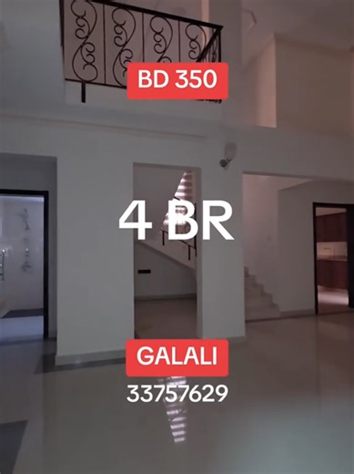 Location: Galali Rent BD 350 Exclusive without Electricity • 4 Bedroom Duplex Flat for Rent • Living Hall • AC Provided • Closed Kitchen • 2 BR Down 2 BR Upstairs • 4 Bathrooms • Balcony • Ground Floor • Parking • Lift Please call our RERA Certified Manager (License No. PM202005/0143) 📱 973 33757629 📱Direct whatsapp https://wa.me/97333757629 Al Waleed Homes Co. W.L.L. 📩 abuwaleed.property@gmail.com https://www.facebook.com/abuwaleed.propertybahrain/ http://instagram.com/alwaleed.homes #bahrai