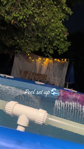 Set up my pool with me 🌊⛱️🌸 It’s summer time yall ✨ #poolsetup #abovegroundpool #foryoupage #chillspot #pool