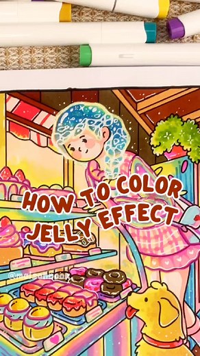 Master the art of the perfect jelly effect! 🍮✨ Watch and learn how to create smooth, shiny, and bouncy textures! ✨ This page is a part of my Simple Joys coloring book #maisonnook #maisonnookcoloring #simplejoys #girlmoments #coloringbook #coloringbookforadults #coloringforfun