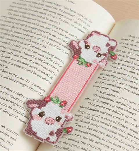 Cow Bookmark Cross Stitch Pattern, Kawaii Embroidery (PDF Pattern) - Etsy