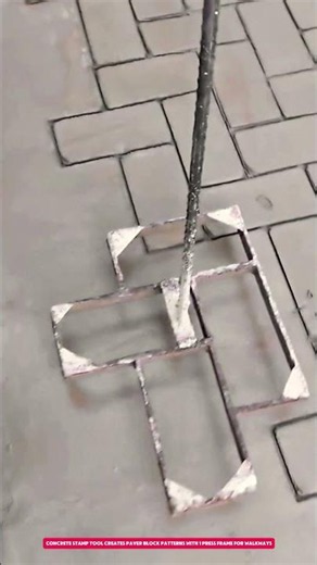 Concrete Stamp Tool Creates Paver Block Patterns with 1 Press Frame for Walkways