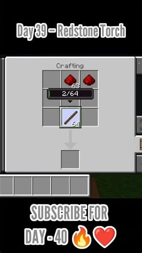 Minecraft Crafting | Day 39 – Redstone Torch 🔴 #minecraft #mcpe #shorts