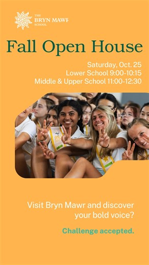 At Bryn Mawr, we know there is no limit to what our students can accomplish. Here, they develop their bold voices and learn to challenge themselves in new ways. Come see how Bryn Mawr ensures that our students are curious, courageous and confident at Open House this Saturday, Oct. 25.Learn more and register: https://www.brynmawrschool.org/admissions/visit | The Bryn Mawr School