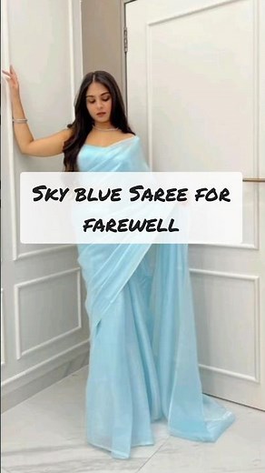 Sky Blue Saree For Farewell 💙 Farewell Saree Inspo #farewellsaree #trending #ytshorts #viralvideo