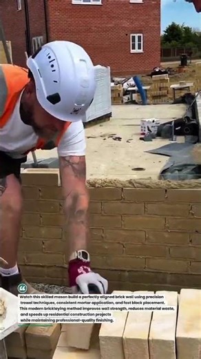 Precision Bricklaying Fast Build Technique 🧱 #Construction #Bricklaying #Masonry