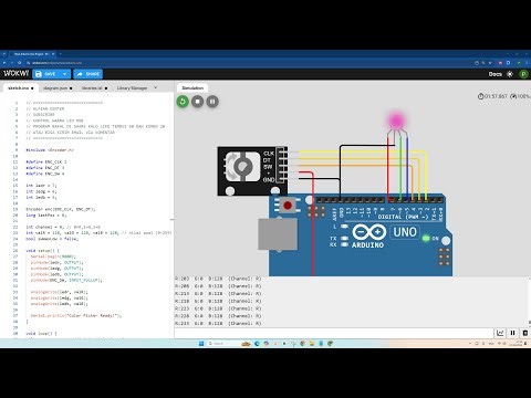 RGB LED Color Control with Rotary Encoder in Arduino Simulator WOKWI #arduino #rgb #led