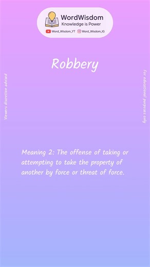 What does "Robbery" mean? | English vocabulary shorts | #robbery #wordwisdom