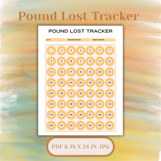Pound Lost Tracker Printable | Weight Loss Progress Chart | Gold Wellness Tracker | PDF & 18x24 JPG - Etsy
