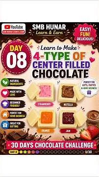 Day 08 of 30 Days Chocolate Challenge\rLearn To Make 4 Types of Center Filled Chocolate at Home