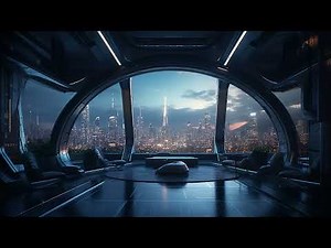 Cyberpunk Apartment With A Futuristic City View. Sci-Fi Ambiance for Sleep, Study, Relaxation